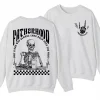 2 Sides Fatherhood Sweatshirt, Just A Dad Who Always Came Back With The Milk Crewneck, Father’s Day Gift, Funny Dad Skeleton Shirt