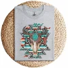 Boho Serape Turquoise Aztec Cow Skull T-Shirt – Western Cowgirl Graphic Tee – Vintage Bull Skull Rodeo Shirt – Country Outfit Top