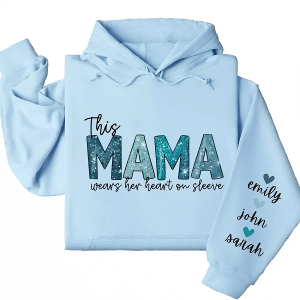 1-2-9.webp This Mama Wears Her Heart on Her Sleeve Hoodie – Custom Mom Shirt with Kids’ Names, Personalized Mother’s Day Gift Idea