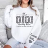 Custom Gigi Sweatshirt, Custom Grandma Gift, This Gigi Wears Her Heart On Her Sleeve Sweater, With Kids' Names On Sleeve, Gigi Gift on Mother's Day