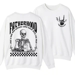 1-3-2.webp 2 Sides Fatherhood Sweatshirt, Just A Dad Who Always Came Back With The Milk Crewneck, Father’s Day Gift, Funny Dad Skeleton Shirt