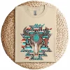 Boho Serape Turquoise Aztec Cow Skull T-Shirt – Western Cowgirl Graphic Tee – Vintage Bull Skull Rodeo Shirt – Country Outfit Top