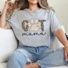Funny Cat Mama T-Shirt – Retro Leopard Cat Mom Graphic Tee for Pet Lovers, Mother’s Day Gift for Cat Owners, Cute Animal Mom Shirt