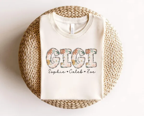 Personalized Gigi Shirt with Grandkids' Names - New Gigi Gift - Promoted to Gigi T-Shirt - Mother's Day Grandma Gift