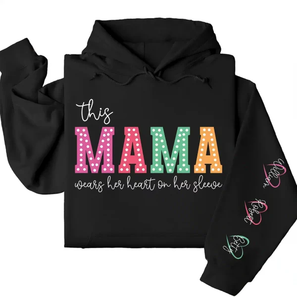 10-1-6.webp This Mama Wears Her Heart on Her Sleeve Hoodie – Custom Kids Names, Mother's Day