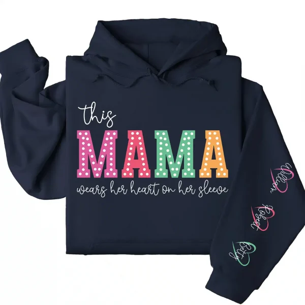 10-2-6.webp This Mama Wears Her Heart on Her Sleeve Hoodie – Custom Kids Names, Mother's Day