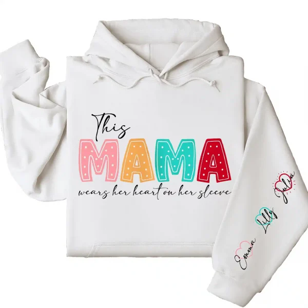 10-3-7.webp This Mama Wears Her Heart on Her Sleeve Hoodie – Custom Hoodie with Kids’ Names, Personalized Mother’s Day Gift for Mom