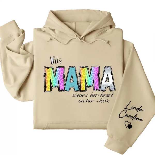 11-1-6.webp This Mama Wears Her Heart on Her Sleeve Hoodie – Cute Mom Hoodie – Mother's Day Gift, Custom Kids' Names Shirt