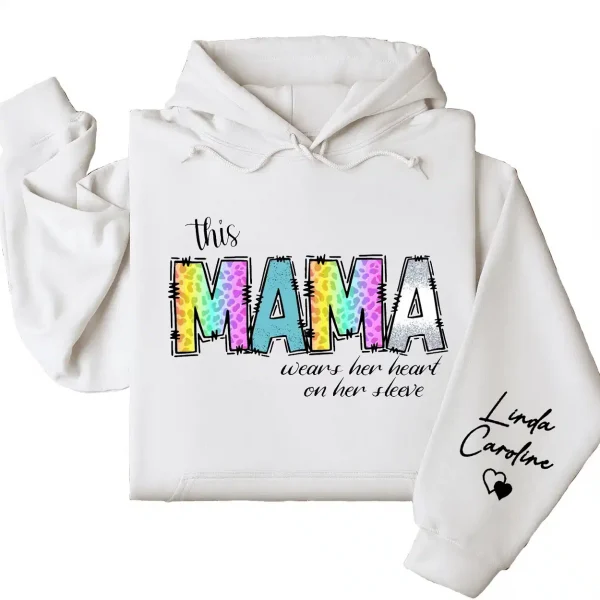 11-2-6.webp This Mama Wears Her Heart on Her Sleeve Hoodie – Cute Mom Hoodie – Mother's Day Gift, Custom Kids' Names Shirt