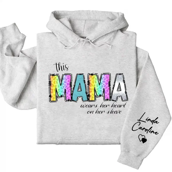 11-4-3.webp This Mama Wears Her Heart on Her Sleeve Hoodie – Cute Mom Hoodie – Mother's Day Gift, Custom Kids' Names Shirt