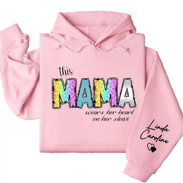 11-5-1.webp This Mama Wears Her Heart on Her Sleeve Hoodie – Cute Mom Hoodie – Mother's Day Gift, Custom Kids' Names Shirt