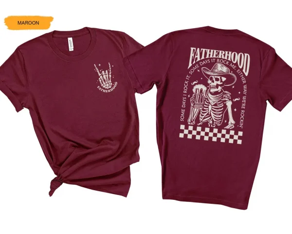 12-2-3.webp Fatherhood Beer T-Shirt, Skeleton Cool Dad Club Tee, Western Cowboy Dad, Father's Day Shirt, Funny First Time Dad Gift, New Dad