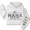 Personalized This Mama Wears Her Heart on Her Sleeve Hoodie – Mom Life, Blessed Mama, Motherhood Hoodie – Mother’s Day Gift