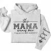 Personalized This Mama Wears Her Heart on Her Sleeve Hoodie – Mom Life, Blessed Mama, Motherhood Hoodie – Mother’s Day Gift