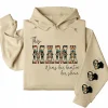 Western Mama Wears Her Heart on Her Sleeve Hoodie – Personalized Aztec Heart & Horse Graphic, Cowboy Font, Mother’s Day or Birthday Gift