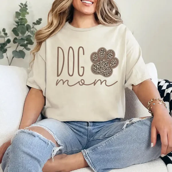 Dog Mom T-Shirt with Sleeve Name – Dog Lover Gift, Pet Owner Shirt for Women, Cute Fur Mama Tee, Mother's Day Outfit