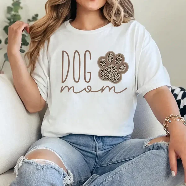 Dog Mom T-Shirt with Sleeve Name – Dog Lover Gift, Pet Owner Shirt for Women, Cute Fur Mama Tee, Mother's Day Outfit