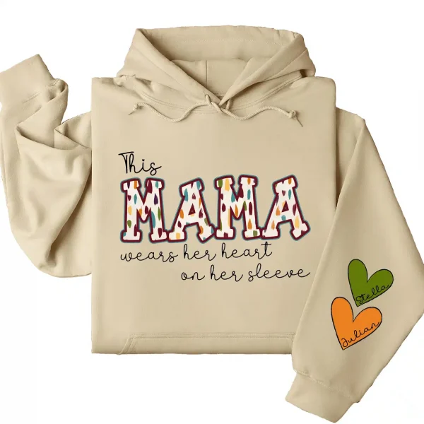 14-4-5.webp This Mama Wears Her Heart on Her Sleeve Hoodie – Custom Hoodie with Kids’ Names, Personalized Mother’s Day Gift for Mama