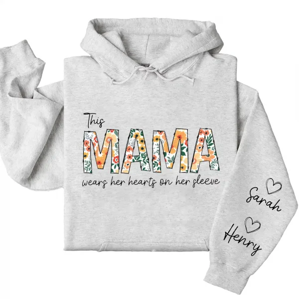 15-1-6.webp This Mama Wears Her Heart on Her Sleeve Hoodie – Floral Mama, Custom Hoodie with Kids’ Names, Personalized Mother’s Day Gift for Mama