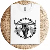 Vintage Cow Bull Skull T-Shirt – BOHO Southwestern Aztec Feather Design – Rustic Western Graphic Tee – Unique Cowgirl & Cowboy Shirt