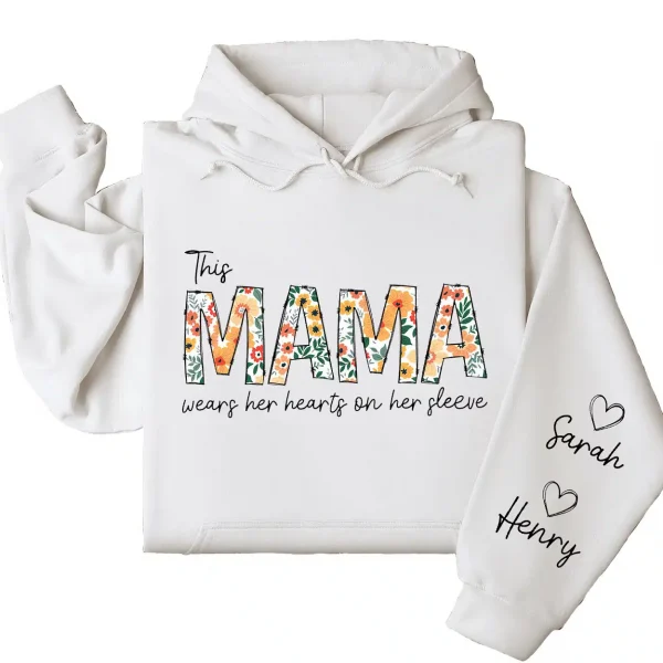 15-3-6.webp This Mama Wears Her Heart on Her Sleeve Hoodie – Floral Mama, Custom Hoodie with Kids’ Names, Personalized Mother’s Day Gift for Mama