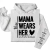 This Mama Wears Her Heart on Her Sleeve Hoodie – Custom Hoodie with Kids’ Names, Personalized Mother’s Day Gift for Mama