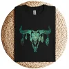 Boho Cow Skull T-Shirt – Fun Country & Western Look Tee – Vintage Rodeo Cowgirl Cowboy Graphic Shirt for Women and Men