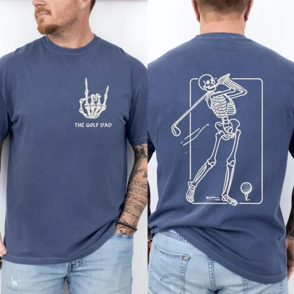 Fathers Day Sport T-Shirt, Golf Dad Shirt, Gift for Him, Skeleton Dad