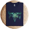 Boho Cow Skull T-Shirt – Fun Country & Western Look Tee – Vintage Rodeo Cowgirl Cowboy Graphic Shirt for Women and Men