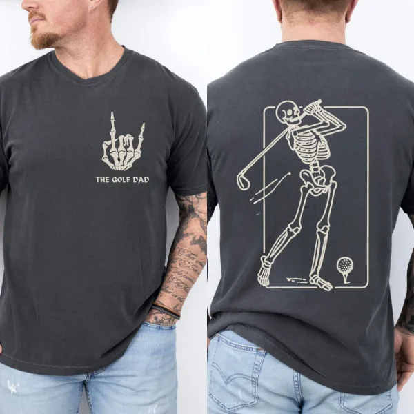Fathers Day Sport T-Shirt, Golf Dad Shirt, Gift for Him, Skeleton Dad