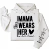 This Mama Wears Her Heart on Her Sleeve Hoodie – Custom Hoodie with Kids’ Names, Personalized Mother’s Day Gift for Mama