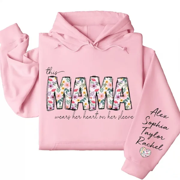 17-5-2.webp This Mama Wears Her Heart on Her Sleeve Hoodie – Custom Hoodie with Kids’ Names, Personalized Mother’s Day Gift for Mama