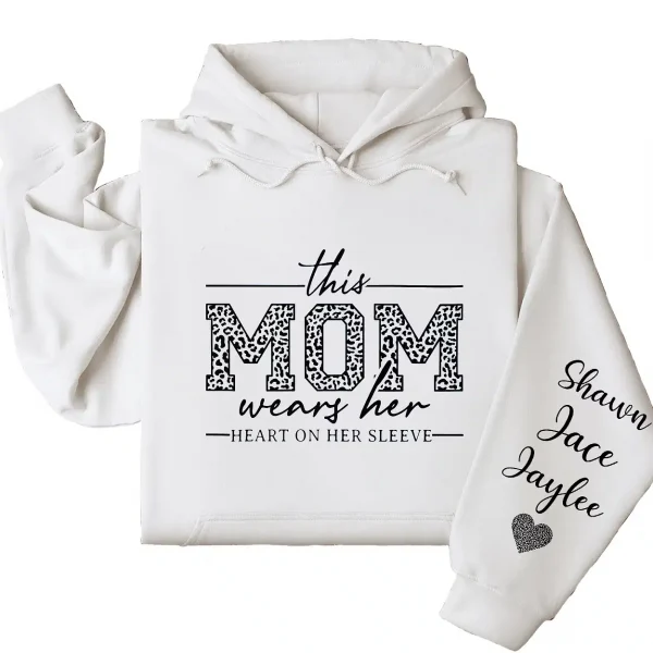 18-2-5.webp This Mom Wears Her Heart on Her Sleeve Hoodie – Personalized Mom Life Shirt with Kids’ Names, Mother’s Day Gift, Cute Blessed Mama Tee