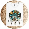 Western Boho Sunflowers Turquoise Cow Bull Skull T-Shirt – Country Cowgirl Graphic Tee – Vintage Rodeo Western Shirt for Women