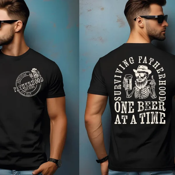 Fatherhood T-Shirt, Dad Shirt, Funny Skeleton Dad Tee, Retro Fathers Day Shirt Gift for Husband, Cool Dad Club Shirt