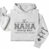This Nana Wears Her Heart on Her Sleeve Hoodie – Personalized Grandma Shirt with Grandkids’ Names, Mother’s Day or Valentine’s Gift