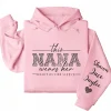 This Nana Wears Her Heart on Her Sleeve Hoodie – Personalized Grandma Shirt with Grandkids’ Names, Mother’s Day or Valentine’s Gift
