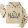 This Nana Wears Her Heart on Her Sleeve Hoodie – Personalized Grandma Shirt with Grandkids’ Names, Mother’s Day or Valentine’s Gift