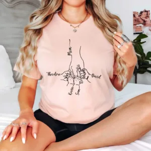 Custom Mom Shirt from Children - Personalized Mom & Kids Hands Shirt with Kids' Names - Mother's Day Gift