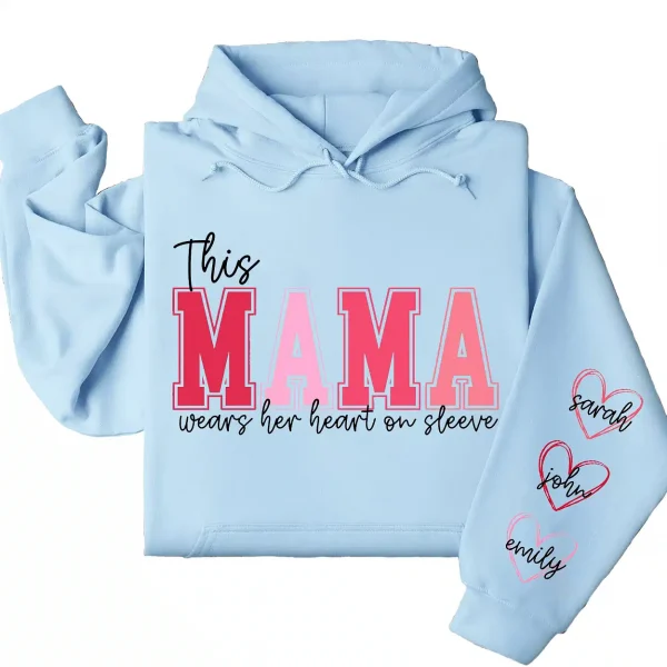 2-2-11.webp This Mama Wears Her Heart on Her Sleeve Hoodie – Custom Hoodie with Kids’ Names, Personalized Mother’s Day Gift for Mama