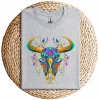 Art of the Cow Skull T-Shirt – Western Boho Bull Skull Graphic Tee – Southwestern Vintage Rodeo Shirt – Country Cowgirl Aesthetic Top
