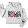 Custom American Mama Hoodie – This Mom Wears Her Heart on Her Sleeve with Kids' Names, 4th of July USA Mom Gift