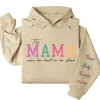 Custom This Mama Wears Her Heart on Her Sleeve Hoodie – Personalized Mom Hoodie with Kids’ Names, Mother’s Day Gift for Her