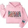Custom American Mama Hoodie – This Mom Wears Her Heart on Her Sleeve with Kids' Names, 4th of July USA Mom Gift