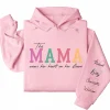 Custom This Mama Wears Her Heart on Her Sleeve Hoodie – Personalized Mom Hoodie with Kids’ Names, Mother’s Day Gift for Her