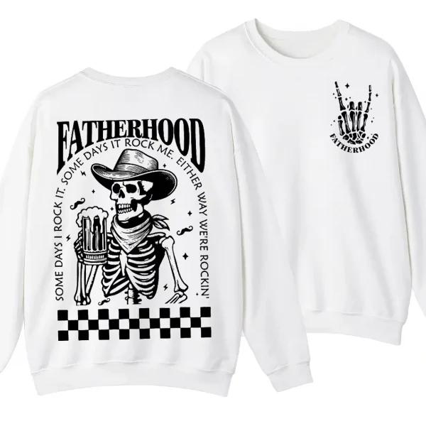 Fatherhood Beer Sweatshirt, Skeleton Cool Dad Club Shirt, Western Cowboy Dad, Father's Day, Funny First Time Dad Gift, New Dad