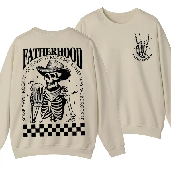 Fatherhood Beer Sweatshirt, Skeleton Cool Dad Club Shirt, Western Cowboy Dad, Father's Day, Funny First Time Dad Gift, New Dad