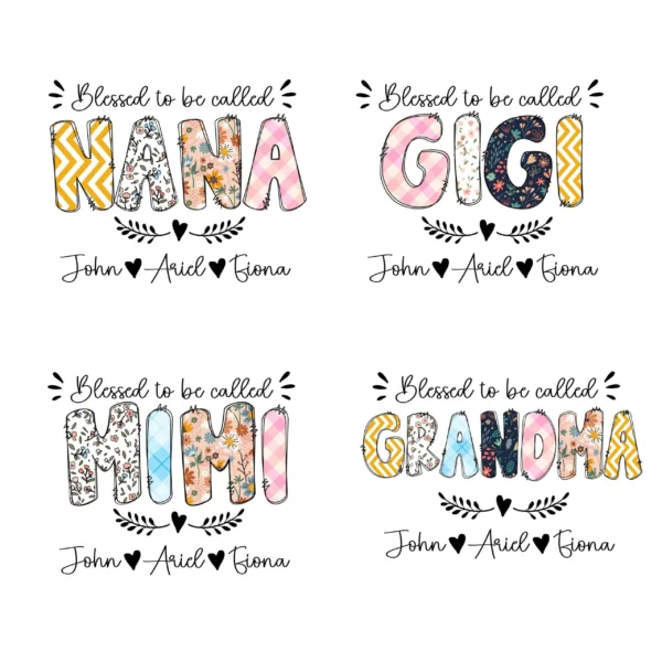 3-6-scaled-1.jpeg Personalized Grandma Shirt - Blessed to Be Called Nana with Kids' Art & Flower - Custom First Time Grandma T-Shirt