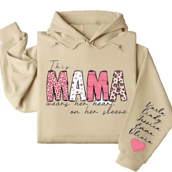 4-4-9.webp This Mama Wears Her Heart on Her Sleeve Hoodie – Custom Hoodie with Kids’ Names, Personalized Mother’s Day Gift for Mama