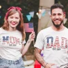 4th of July Mom Dad Est 2024 Shirt Couple Fourth of July T Shirts Dad Est 2024 T-Shirt Custom Mom Est 2024 TShirt Gift for Expecting